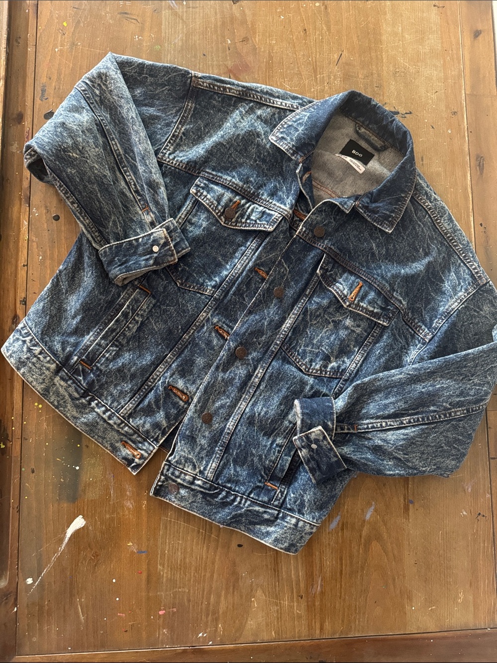 BDG Urban Outfitters Vintage Acid Wash Denim Jacket - Blue